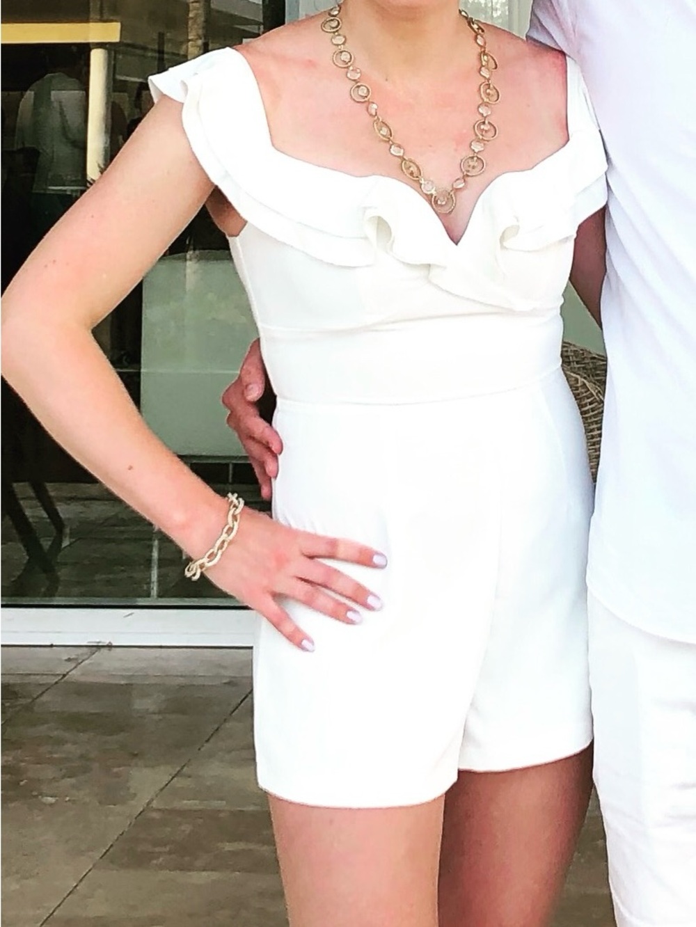 superdown White Ruffle Romper